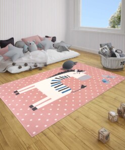 Kindervloerkleed zebra Zibbie - roze - sfeer