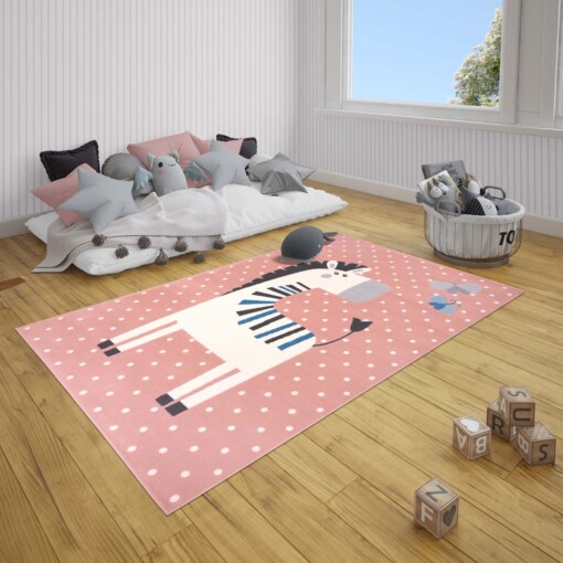 Kindervloerkleed zebra Zibbie - roze - sfeer