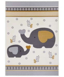 Kindervloerkleed olifant Happy - grijs/geel - overzicht boven, thumbnail