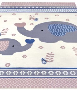 Kindervloerkleed olifant Happy - roze/crème - overzicht schuin, thumbnail Kindervloerkleed olifant Happy - roze/crème - overzicht schuin, thumbnail