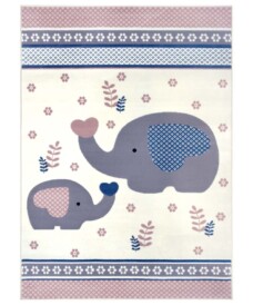 Kindervloerkleed olifant Happy - roze/crème - overzicht boven, thumbnail Kindervloerkleed olifant Happy - roze/crème - overzicht boven, thumbnail