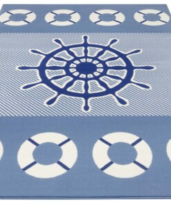 Kindervloerkleed roer Sea - blauw - overzicht schuin, thumbnail