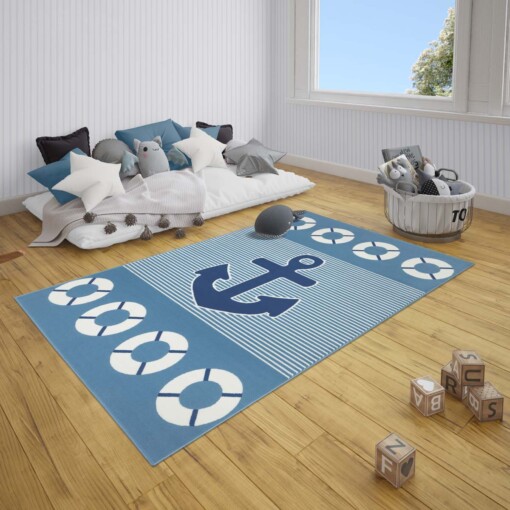 Kindervloerkleed anker Sea - blauw - sfeer