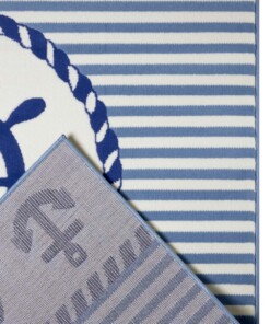 Kindervloerkleed roer Captain - blauw/crème - close up, thumbnail