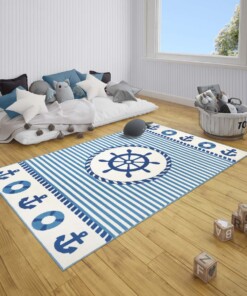 Kindervloerkleed roer Captain - blauw/crème - sfeer