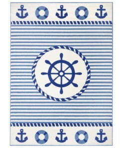 Kindervloerkleed roer Captain - blauw/crème - overzicht boven, thumbnail