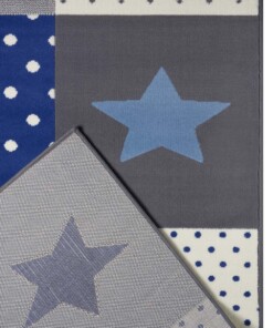 Kindervloerkleed blokken Lovely Stars - grijs/blauw - close up, thumbnail