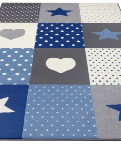 Kindervloerkleed blokken Lovely Stars - grijs/blauw - overzicht schuin, thumbnail