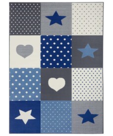 Kindervloerkleed blokken Lovely Stars - grijs/blauw - overzicht boven, thumbnail Kindervloerkleed blokken Lovely Stars - grijs/blauw - overzicht boven, thumbnail