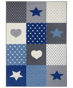 Kindervloerkleed blokken Lovely Stars - grijs/blauw - overzicht boven