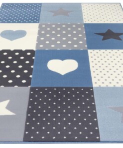 Kindervloerkleed blokken Lovely Stars - crème/lichtblauw - overzicht schuin, thumbnail