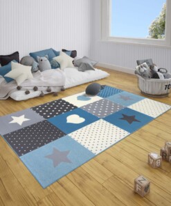 Kindervloerkleed blokken Lovely Stars - crème/lichtblauw - sfeer