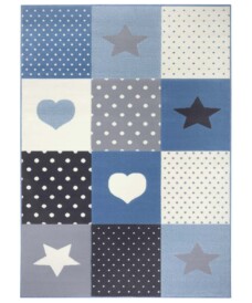 Kindervloerkleed blokken Lovely Stars - crème/lichtblauw - overzicht boven, thumbnail Kindervloerkleed blokken Lovely Stars - crème/lichtblauw - overzicht boven, thumbnail