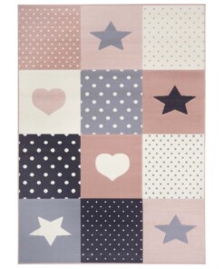 Kindervloerkleed blokken Lovely Stars - roze/crème - overzicht boven, thumbnail Kindervloerkleed blokken Lovely Stars - roze/crème - overzicht boven, thumbnail
