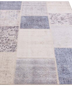 Patchwork vloerkleed Calvin - blauw - overzicht schuin, thumbnail