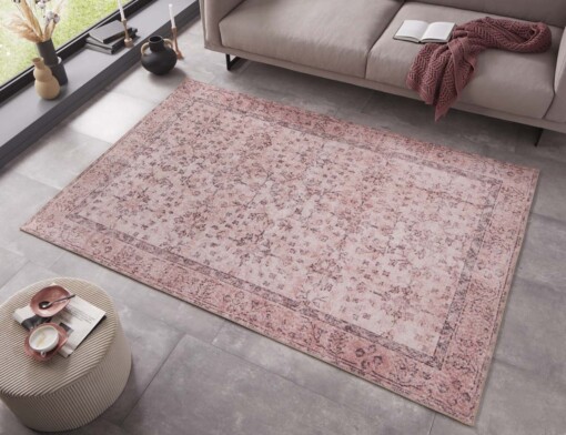 Vintage vloerkleed Blanche - roze - sfeer