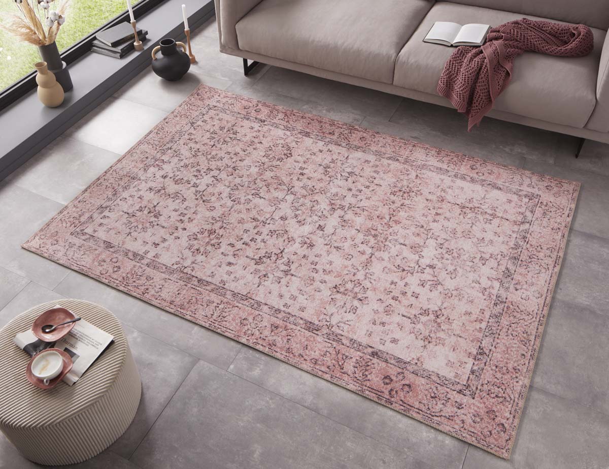 Vintage vloerkleed Blanche - roze Tapeso