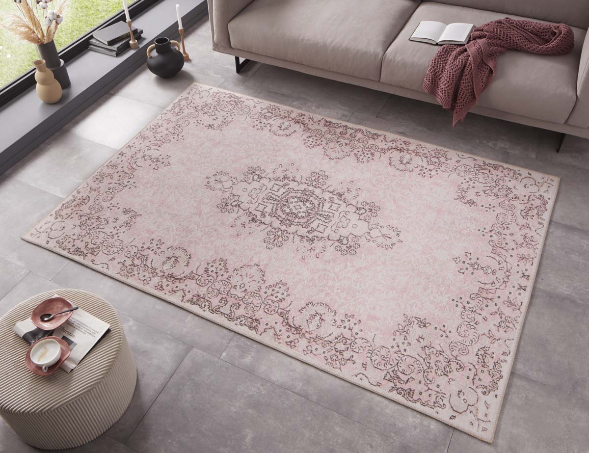 Interactie speelgoed knal Vintage vloerkleed Rosa - roze | Tapeso