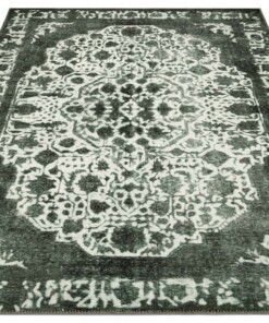 Vintage vloerkleed Rorsch - groen - overzicht schuin, thumbnail