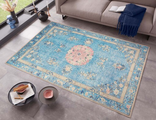 Vintage vloerkleed Madeline - lichtblauw - sfeer