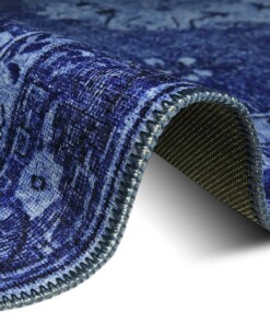 Vintage vloerkleed Madeline - donkerblauw - close up, thumbnail Vintage vloerkleed Madeline - donkerblauw - close up, thumbnail