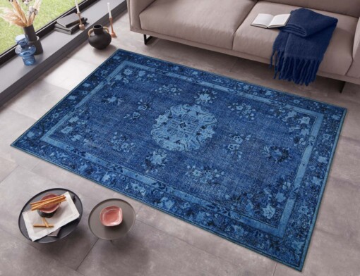 Vintage vloerkleed Madeline - donkerblauw - sfeer