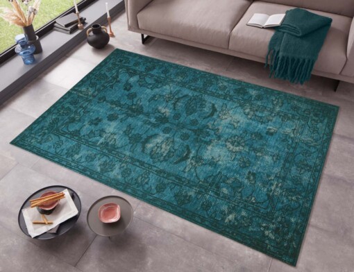 Vintage vloerkleed Vivian - petrol - sfeer