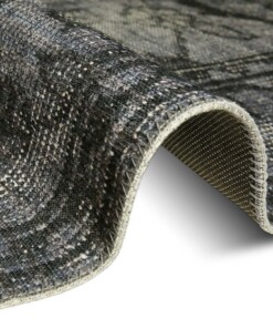 Vintage vloerkleed Vivian - donkergrijs - close up, thumbnail