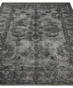 Vintage vloerkleed Vivian - donkergrijs - overzicht schuin, thumbnail