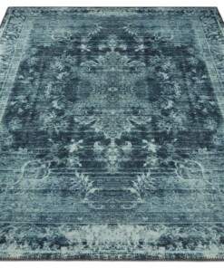 Vintage vloerkleed Orville - petrol - overzicht schuin, thumbnail Vintage vloerkleed Orville - petrol - overzicht schuin, thumbnail