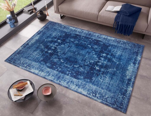 Vintage vloerkleed Orville - donkerblauw - sfeer