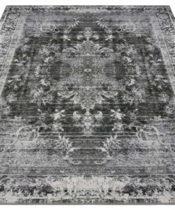 Vintage vloerkleed Orville - donkergrijs - overzicht schuin, thumbnail