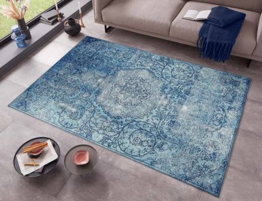 Vintage vloerkleed Adeline - blauw - sfeer