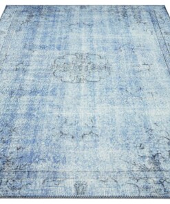 Vintage vloerkleed Ida - lichtblauw - overzicht schuin, thumbnail