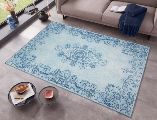 Vintage vloerkleed Rosa - blauw - sfeer