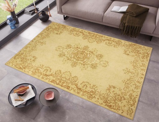 Vintage vloerkleed Rosa - goud - sfeer