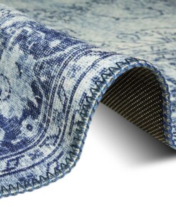 Vintage vloerkleed Luther - blauw - close up, thumbnail