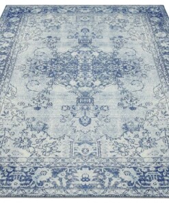 Vintage vloerkleed Luther - blauw - overzicht schuin, thumbnail