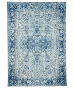 Vintage vloerkleed Luther - blauw - overzicht boven, thumbnail