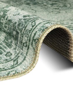 Vintage vloerkleed Luther - groen - close up, thumbnail