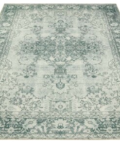 Vintage vloerkleed Luther - groen - overzicht schuin, thumbnail