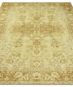 Vintage vloerkleed Luther - goud - overzicht schuin, thumbnail