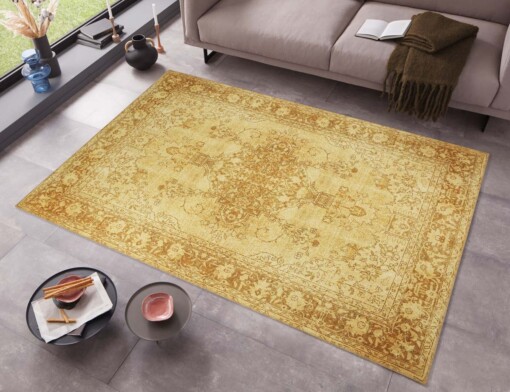 Vintage vloerkleed Luther - goud - sfeer