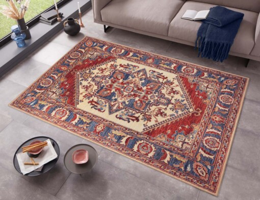Klassiek vloerkleed Ernest - rood/blauw - sfeer