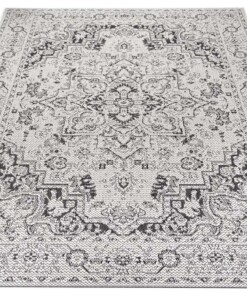 Binnen & buiten vloerkleed vintage Malaga - crème/zwart - overzicht schuin, thumbnail Binnen & buiten vloerkleed vintage Malaga - crème/zwart - overzicht schuin, thumbnail