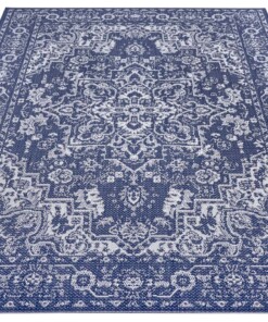 Binnen & buiten vloerkleed vintage Malaga - blauw/crème - overzicht schuin, thumbnail Binnen & buiten vloerkleed vintage Malaga - blauw/crème - overzicht schuin, thumbnail