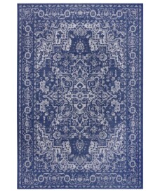Binnen & buiten vloerkleed vintage Malaga - blauw/crème - overzicht boven, thumbnail Binnen & buiten vloerkleed vintage Malaga - blauw/crème - overzicht boven, thumbnail