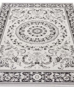 Binnen & buiten vloerkleed vintage Sevilla - crème/zwart - overzicht schuin, thumbnail Binnen & buiten vloerkleed vintage Sevilla - crème/zwart - overzicht schuin, thumbnail