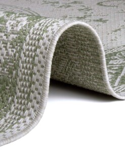 Binnen & buiten vloerkleed vintage Sevilla - crème/groen - close up, thumbnail