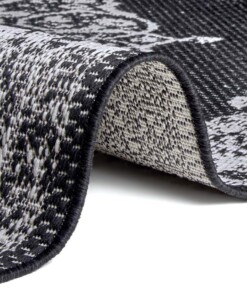 Binnen & buiten vloerkleed vintage Edinburgh - zwart/crème - close up, thumbnail